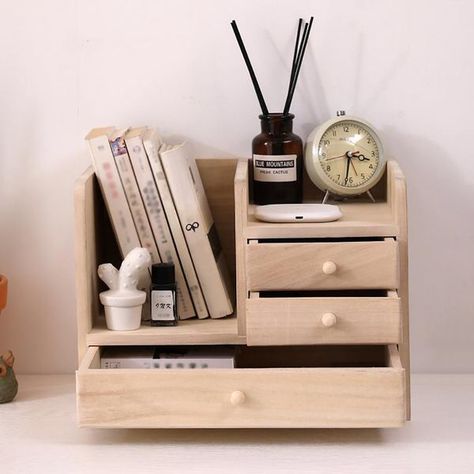 Wooden Desk Drawer Organizer, Cute Desk Organizer, Inside Desk Organization, Desk Organizer Ideas, Desk Drawer Organisation, Small Wooden Desk, Small Desk Organization, Adjustable Drawer, Small Organizer