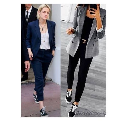 Office Outfits Women Vans, Wear To Work With Sneakers, Vans And Dress Pants, Vans Blazer Outfit, Work Wear With Tennis Shoes, Leggings And Sneakers Work Outfit, How To Dress Up Tennis Shoes For Work, Business Casual Nike Outfit, Business Casual Outfits With Tennis Shoes For Women