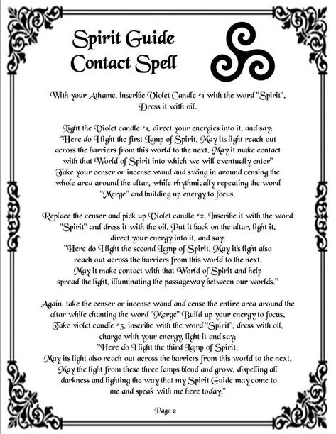 Spirit Guide Contact Spell Contact Spell, Spell Pages, Witchcraft Spells For Beginners, Spells For Beginners, Animal Spirit Guides, Wiccan Magic, Magic Spell Book, Grimoire Book, Magick Spells