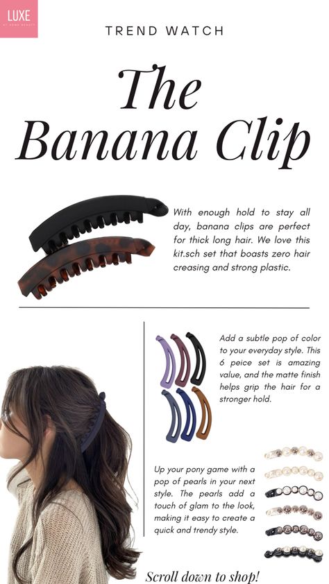 Banana clips, how to achieve trendy hairstyles Banana Clutcher Hairstyles, French Twist Clip, Hairstyles With Banana Clips, Banana Clip Ponytail, How To Use A Banana Clip, French Clip Hairstyles, Banana Hair Clip Hairstyles, Half French Twist, Banana Clip Hairstyles