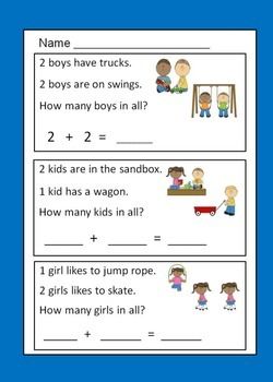 Word Problems For Kindergarten, Simple Word Problems, Kindergarten Addition, Addition Words, Timmy Time, Addition Kindergarten, Addition Word Problems, Problem Based Learning, Word Problem