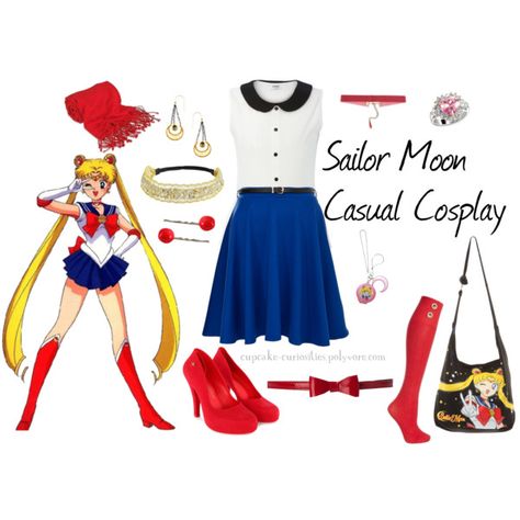 "Sailor Moon Casual Cosplay" by cupcake-curiosities on Polyvore Casual Costumes, Moon Outfits, Moon Outfit, Fashion Cosplay, Sailor Moon Outfit, Sailor Moon Fashion, Fashion Character, Moon Cosplay, Closet Cosplay