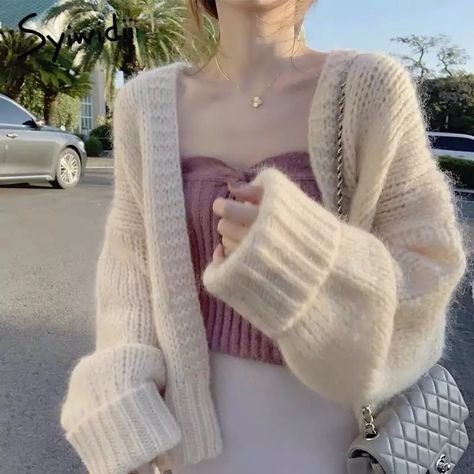 Beautiful Knit Cardigan Sweater Comfortable And Chic Please Note The Length Sleeve Appearance Depends On Your Height. Model Is Short On Photos Casual Coats For Women, Loose Knitwear, Cheap Cardigans, Oversized Sweater Women, Perfect Cardigan, Womens Coats, Winter Vest, Solid Sweaters, Áo Len Cardigan