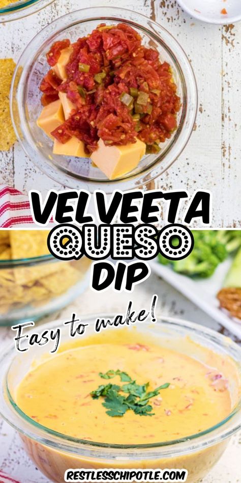 Homemade Queso Dip Velveeta, Velveeta Salsa Dip, Homemade Queso Dip Crockpot, Queso With Rotel, Velveeta Queso Dip, Queso Dip Easy, Queso Dip Velveeta, Queso Dips, Queso Dip Crockpot