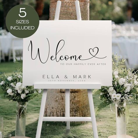 Create a modern and stylish ambiance at your wedding with our minimalist wedding welcome sign. This large, printable poster is the perfect touch to greet your guests with a simple and elegant design. Our instant download, editable template allows you to customize the sign with your personal touch, making it a unique addition to your wedding decor. Reception Poster, Modern Wedding Signs, Wedding Sign Modern, Large Wedding Signs, Gold Wedding Signs, Purple Wedding Flowers, Wedding Welcome Sign, Welcome To Our Wedding, Wedding Welcome Signs