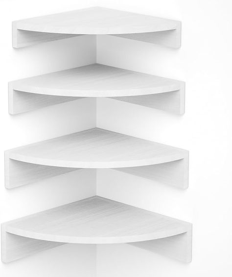 Amazon.com: Alsonerbay White Corner Shelf Wall Mount, Set of 4 Floating Shelves for Storage and Display, Large Wooden Shelves for Bedroom, Living Room, Bathroom, Entryway, Garage : Home & Kitchen Corner Shelving Bedroom, Asthetic Things For Room, Aesthetic Shelves Bedroom, Shelves In Bedroom Aesthetic, Aesthetic Shelving, Cute Shelving, White Corner Shelves, Floating Shelf Bedroom, 4 Floating Shelves