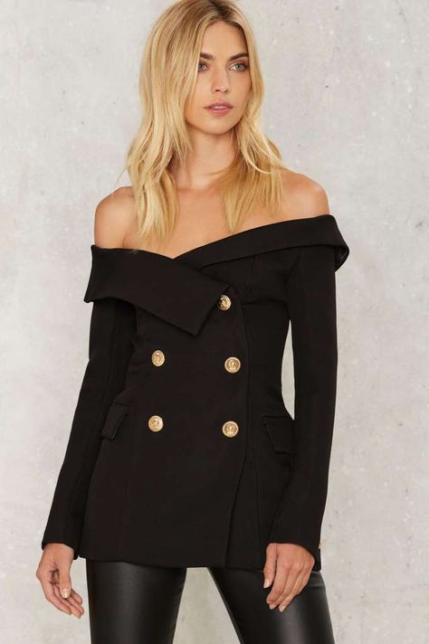 Asilio All That Admiration Off-The-Shoulder Blazer | Shop Clothes at Nasty Gal! Off The Shoulder Blazer, Off Shoulder Blazer, Do It Better, Normal Clothes, Shop Clothes, Hot Outfits, High Class, Dress Code, Coat Fashion