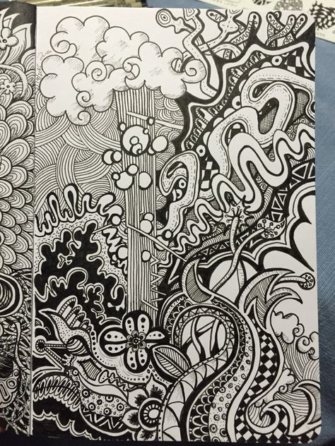 Trippy Zentangle Patterns, Background Doodle Art, Zen Tangle Art Ideas, Abstract Doodle Ideas, Maximalist Drawing, Complex Doodles, Doodle Art Ideas Sketches, Drawing Collage Doodles, Abstract Drawings Doodles