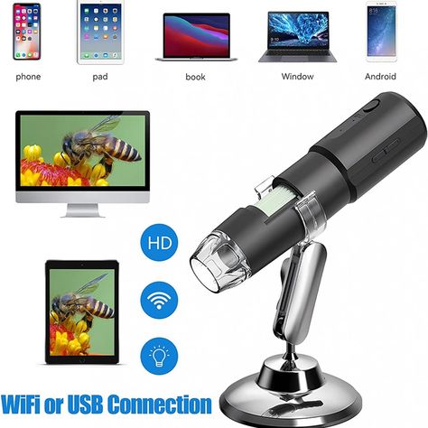 1 PCS Wireless Digital Microscope Microscope Digital Microscope Compatible With Laptop Windows Mini Microscope, Pocket Microscope, Digital Microscope, Laptop Windows, Clear View, Take Pictures, Pocket Size, Outdoor Activities, The Unit