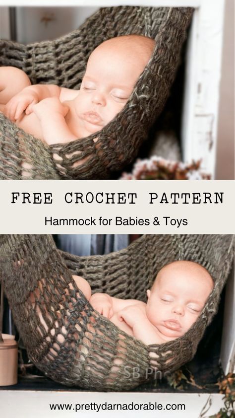 Free Crochet Hammock Pattern - Pretty Darn Adorable Crochet Hammock Pattern, Hammock Pattern, Crochet Hammock, Baby Hammock, Toy Hammock, Crochet Cozy, Baby Shower Crafts, Beginner Crochet Projects, Crochet Stitches For Beginners