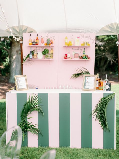 Hamptons Theme Party Decor, Pink And Green Pool Party, Retro Palm Springs Pool Party, Tropical Booth Design, Hotel Themed Party, Palm Beach Party Theme, Palm Royale Party Theme, Troop Beverly Hills Party, Beverly Hills Hotel Party