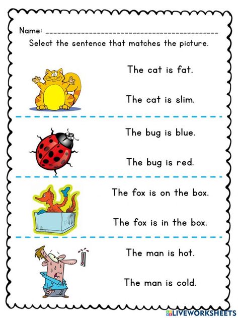 Match Sentences With Pictures, Reading Sentences For Grade 1, Cvc Sentences, Speech Therapy Worksheets, Making Sentences, Phonics Reading Passages, Cvc Words Worksheets, Cvc Words Kindergarten, Kindergarten Phonics Worksheets