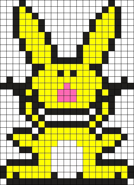 Its Happy Bunny Perler Bead Pattern / Bead Sprite Bunny Perler Beads, Its Happy Bunny, Grid Pictures, Perler Pattern, Melt Beads, Minecraft Wall, Perler Designs, Kandi Cuffs, Kandi Kid