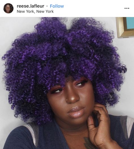 Coloured Afro Hair 4c, Purple Natural Hair Black Women, Purple Afro Hair, Lavender Afro, Shay Hair, Purple Afro, Dyed Afro Hair 4c Purple, Purple Hair Ideas, Purple Natural Hair