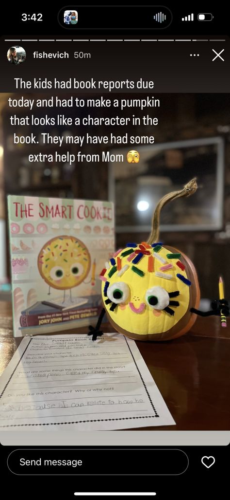 The Smart Cookie Pumpkin Decorating, The Smart Cookie Pumpkin, Smart Cookie Pumpkin, The Smart Cookie, Book Character Pumpkins, Story Book Pumpkin, Character Pumpkins, Pumpkin Books, Pumpkin Contest