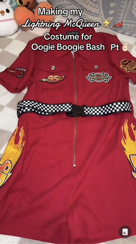 Lightning Mcqueen Makeup, Lightning Mcqueen Costume Women, Lightning Mcqueen And Mater Costume, Lord Farquaad Costume, Mcqueen Costume, Lightning Mcqueen Costume, Dynamic Duo Costumes, Oogie Boogie Costume, Car Costume