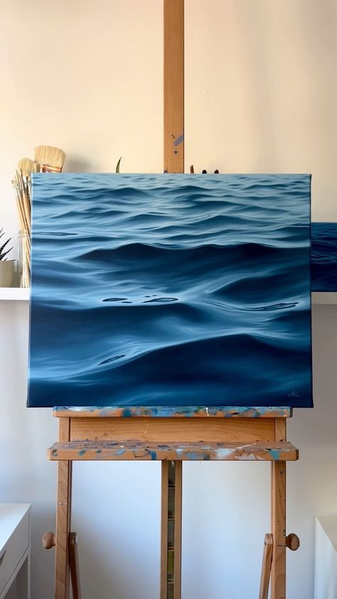 Andjela Ristović | ‘On The Surface No.4’ Oil on linen canvas 50x60cm This painting will be available on my website on January 14th. For other available… | Instagram Waves Splashing On Rocks, Canvas Waves Painting, Paintings Of The Sea, Painting Ideas On Canvas Water, How To Paint Ocean Waves, Ocean Painting Oil, Water Acrylic Painting, Ocean Painting Acrylic, Seashore Painting