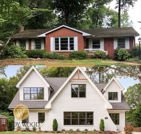 Can you believe this is the same house?? They added a second story and gave the exterior a refresh! 😍 @pikeproperties #transformation #beforeandafter #cindywood #cindywoodrealty Ranch House Remodel, Ranch House Exterior, House Makeovers, House Before And After, Ranch Remodel, Brick Ranch, Home Exterior Makeover, Exterior Renovation, Exterior Makeover