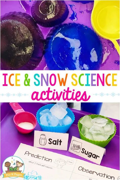 Pre-K Pages Winter Stem Preschool, Science And Nature Preschool, Ice Lesson Plans For Preschool, Winter For Preschool, Winter Themes For Preschool, Winter Theme Activities For Preschool, Science Projects For Toddlers, Winter Lesson Plans For Preschool, Ecfe Ideas