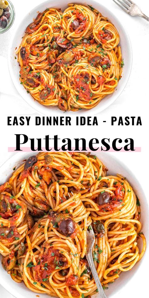 Puttanesca Sauce Traditional, Puttenesca Recipes Pasta Dishes, Shrimp Puttanesca, Eggplant Puttanesca, Vegan Puttanesca, Tilapia Puttanesca, Puttanesca Sauce, Pasta Puttanesca, Quick Vegetarian Meals