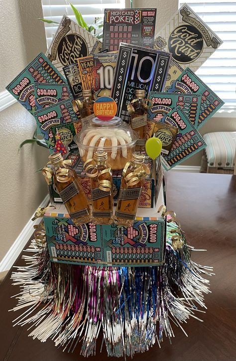 Lottery Ticket Birthday Gift Ideas, Lottery Tree Ideas, Scratchers Gift Idea, Scratcher Gift Ideas, Lottery Cake Ideas, Lottery Ticket Gift Basket, Lottery Tickets Gift Ideas Birthdays, Lottery Ticket Basket, Lottery Ticket Gift Ideas 18th Birthday