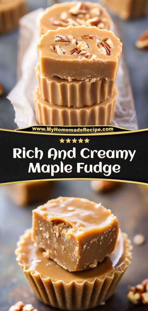 This rich maple fudge is smooth, creamy, and filled with sweet maple flavor. A delightful treat for any occasion! Ingredients: 1 cup maple syrup 1 cup heavy cream ½ cup sugar ¼ cup butter Enjoy this maple fudge for a melt-in-your-mouth dessert Maple Syrup Fudge Recipe, Pecan Praline Fudge Recipe, Praline Fudge Recipe, Maple Candy Recipe, Creamy Fudge Recipe, Quick Holiday Treats, Maple Fudge Recipes, Holiday Fudge Recipes, Heavy Cream Recipes