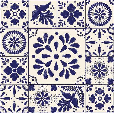 Patrón de talavera mexicana | Vector Premium Talavera Pattern, Talavera Design, Mexican Pattern, Mexican Talavera Tile, Textile Prints Design, Talavera Tiles, Mexican Talavera, Vintage Floral Pattern, Printed Jewelry