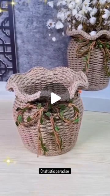 Craftistic Paradise on Instagram: "DIY cute flower vase with jute rope ✨🪢  . . . . . . . . . . . . #diycrafts #handmade #craftingfun #creativeideas #homemade #craftyvibes #diyproject #upcycling #makersgonnamake #crafttime #homedecor #diyinspiration #craftersofinstagram #doityourself #creativelife #craftinglove #repurpose #diydecor #crafttherapy #craftyideas #handmadewithlove #diyhome #diy #craftingcommunity #craftersgonnacraft #recycledcrafts #handcrafts #craftydiy #easydiy" Reusing Tires, Cute Flower Vase, Paper Craft Diy Projects, Tin Cans, Macrame Patterns Tutorials, Home Diy On A Budget, Instagram Diy, Diy Projects On A Budget, Jute Rope