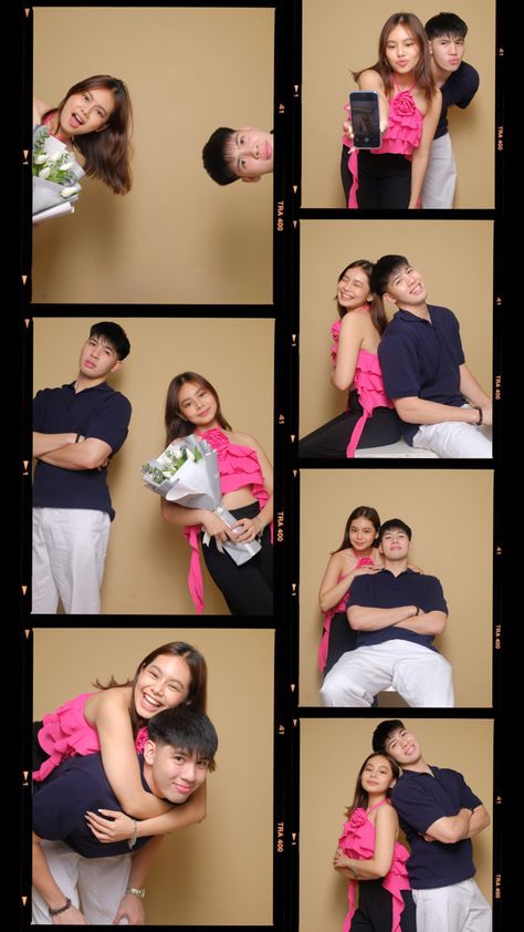 Self Studio Photoshoot Ideas Couple, Inlove Era, Photo Booth Poses Couple, Photobox Ideas Pose Couple, Photobox Ideas, Photobox Pose, Self Photoshoot, Pose Couple, Studio Photoshoot Ideas