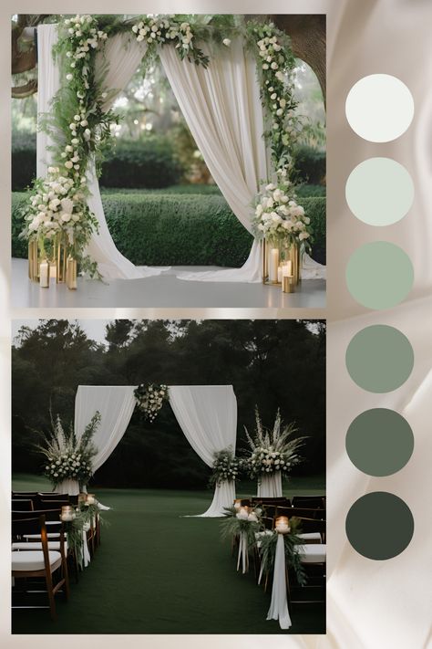 Less is more! This minimalist ceremony backdrop exudes elegance and simplicity, creating the perfect setting for your special day. Let the love shine through! ✨ #MinimalistWedding #CeremonyBackdrop #WeddingInspiration #SimpleElegance #WeddingDecor #WeddingIdeas #ModernWeddings #BackdropDesign Sage Wedding Backdrop, Minimalist Whimsical Wedding, Sage Wedding Ceremony, Sage Green Wedding Backdrop, Ceremony Set Up, Green And White Wedding Theme, Minimalist Ceremony, Simple Wedding Ceremony, Small Weddings Ceremony