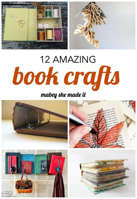 Turn and old book into book crafts. Make a book page wreath, book art, book box, or just repurpose--these book craft ideas will inspire (and teach) you. Recycled Book Crafts, Book Page Wreath, Old Book Crafts, Diy Buch, Book Crafts Diy, Recycled Books, Recycled Book, Book Page Crafts, Folding Origami