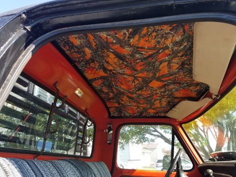 Made a custom headliner for the '72 with some blaze camouflage material Custom Headliner, Camouflage, Trucks, Instagram