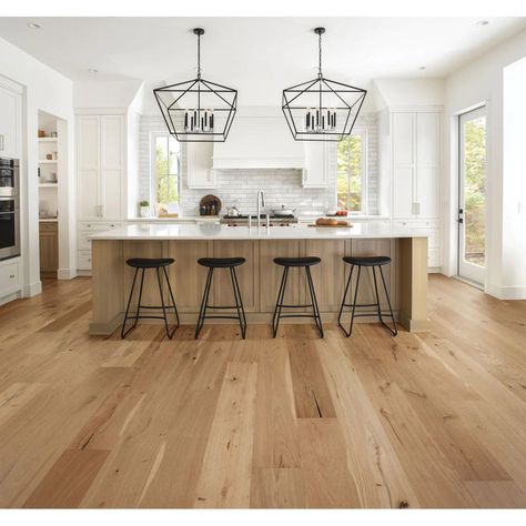 SEO7167GY Light Hardwood Floors Kitchen, White Oak Engineered Hardwood, Hardwood Plank Flooring, Cabin Build, Oak Engineered Hardwood, Lake House Kitchen, Light Hardwood, Light Hardwood Floors, Kitchen Remodel Design