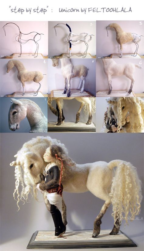 Tovad Ull, Needle Felting Tutorials, Needle Felting Projects, Felting Tutorials, Wool Crafts, Needle Felted Animals, Nuno Felting, A Unicorn, Felt Dolls