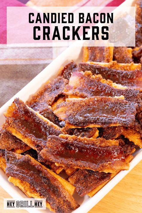 Club Crackers With Bacon And Brown Sugar, Candied Bacon Crackers, Bacon Crackers, Candied Bacon Recipe, Bacon Cracker, Grilled Appetizers, Hey Grill Hey, On The Smoker, Homestead Recipes