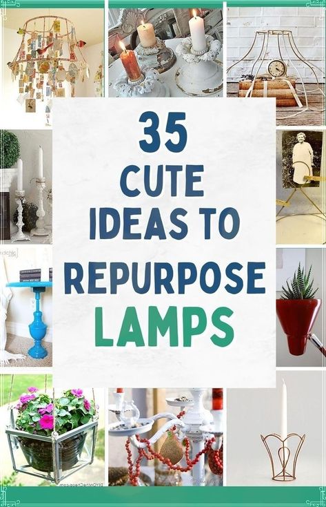 Cool lamp upcycle ideas! I love all these creative upcycled lamp base ideas and original upcycled floor lamp ideas. There are even creative upcycled lampshade ideas on this page as well as how to upcycle a lamp found in a thrift store. Such cute and creative ideas for repurposed lamp projects. Make upcycled home decor with thrift store lamp makeover projects. DIY upcycle ideas for old lamps and lamp bases. Get creative with old lamp shades. Lampshade Repurpose Ideas, Lamp Shade Frame Diy, Repurposed Lamp Base, Lamp Base Ideas, Lamp Makeover Ideas, Lamp Repurpose, Upcycled Lampshade, Old Light Fixtures, Lamp Shade Makeover