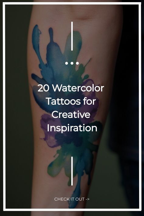 20 Watercolor Tattoos for Creative Inspiration Unique Watercolor Tattoo, Watercolor Nature Tattoo, Watercolor Background Tattoo, Watercolor Tattoo Ideas, Unique Wrist Tattoos, Blending Colors, Octopus Tattoos, Unique Tattoo Ideas, Watercolor Nature