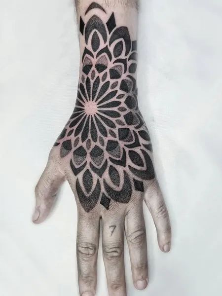 Mandala Hand Tattoo Half Hand Mandala Tattoo, Mandala Tattoo Ideas For Women, Mandala Tattoo Hand, Hand Mandala Tattoo, Mandala Hand Tattoo, Mandala Chest Tattoo, Mandala Foot Tattoo, Butterfly Mandala Tattoo, Mandala Hip Tattoo