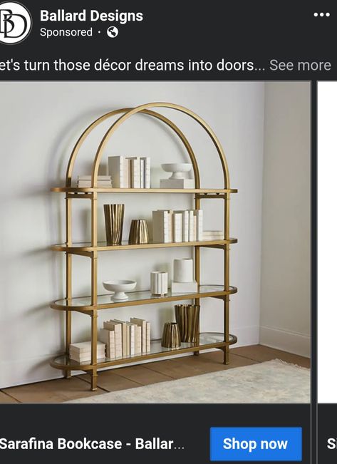 Art Deco Bookshelf, Gold Bookcase, Gold Art Deco, Gold Art, Bookcase, Art Deco, Gold, Art