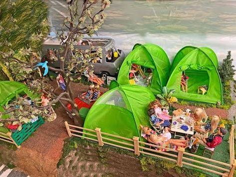 Campsite Diorama Doll House Flooring, Foam Glue, Cheap Storage, Barbie Room, Barbie Diorama, Barbie Family, Doll Home, Doll Stands, Lol Dolls