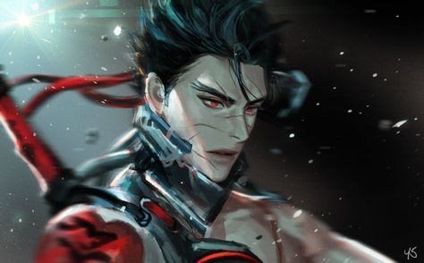 Blackwatch Genji, Genji And Hanzo, Genji Shimada, Overwatch Hanzo, Overwatch Genji, Overwatch Wallpapers, Overwatch Fan Art, Overwatch 2, Cyberpunk Art