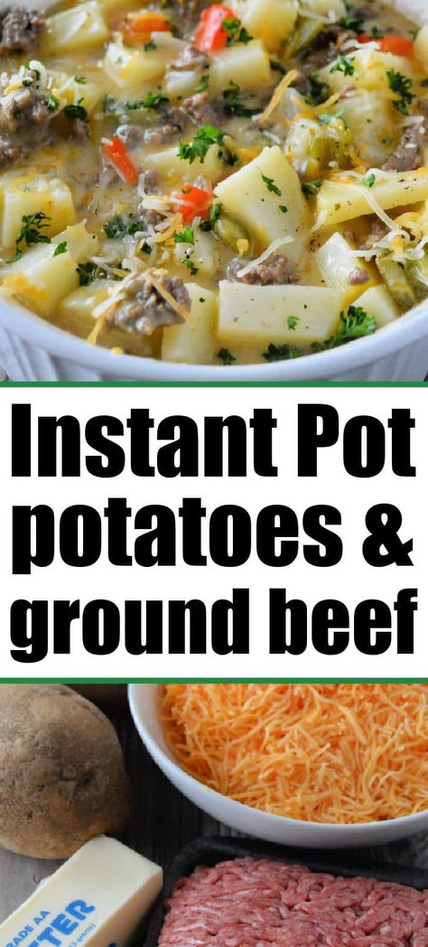 Instant Pot Ideas With Ground Beef, Instapot Beef And Potatoes, Meat And Potatoes Instant Pot, Hamburger Meat Recipes Instant Pot, Instapot Hamburger Recipes, Instant Pot Ground Beef And Potatoes Recipes, Ground Beef Recipes Instant Pot, Instant Pot Hamburger And Potato Recipes, Ground Beef And Potatoes Instant Pot