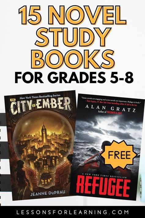 Looking for engaging novel study books for grades 5-8? Check out our curated list of 15 must-read books perfect for young readers. Each book includes a brief overview of themes and general plot structure to enhance your students' learning experience. Find the ideal novels to inspire and educate your middle schoolers today! 5th Grade Novel Studies, Plot Structure, November Books, Study Books, Senior Student, Study Book, Guided Reading Groups, 5th Grade Reading, Being A Teacher