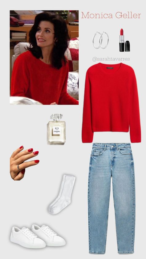 Monica Geller Outfit #monicageller #outfitinspo #friends #monicagelleroutfit #outfit Monica Season 1 Outfits, Friends Inspired Outfits Monica, Monica Geller Inspired Outfits, Monica Geller Outfits Season 1, Friends Show Outfits, Monica Geller Hairstyles, Monica Friends Outfits, Friends Outfits Inspiration, Monica Geller Outfits