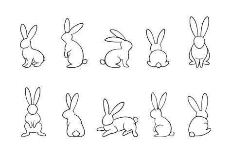 CLICK ON IMAGE FOR DOWNLOAD  bunny outline vector set, rabbits in different position collection, monochrome, Easter, line art, outline, isolated on white background Small Rabbit Drawing, White Rabbit Tattoo Small, Bunny Line Art Tattoo, Rabbit Outline Drawing, Rabbit Ears Tattoo, Line Rabbit Tattoo, Bunny Line Tattoo, Rabbit Outline Tattoo, Easter Tattoo Ideas