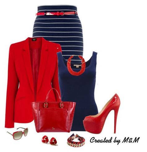 Summer Business Attire, Professional Attire, Work Wardrobe, Business Attire, Work Attire, Mode Inspiration, Red Shoes, Work Fashion, Red White Blue