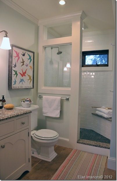 Small full bath, shower - I should do this in the boy's bathroom so they stay out of my shower Makeover Kamar Mandi, Farmhouse Bathroom Remodel, Small Bath, Basement Bathroom, Bathroom Redo, Bathroom Renos, Shower Remodel, Bath Remodel, Farmhouse Bathroom