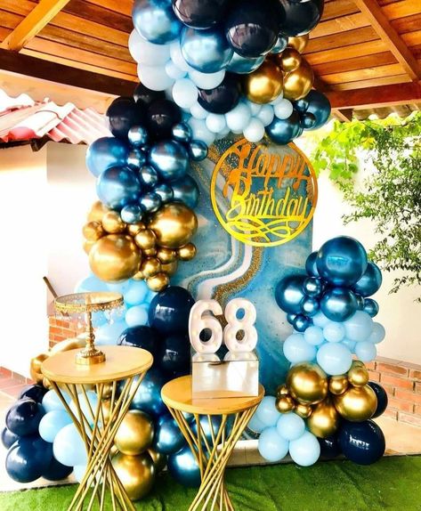 68th Birthday Party Ideas, Amalfi Party, Birthday Decor For Him, Ballon Decoration, 68th Birthday, Balloons Backdrop, 68 Birthday, Tooth Cake, Balloons Galore