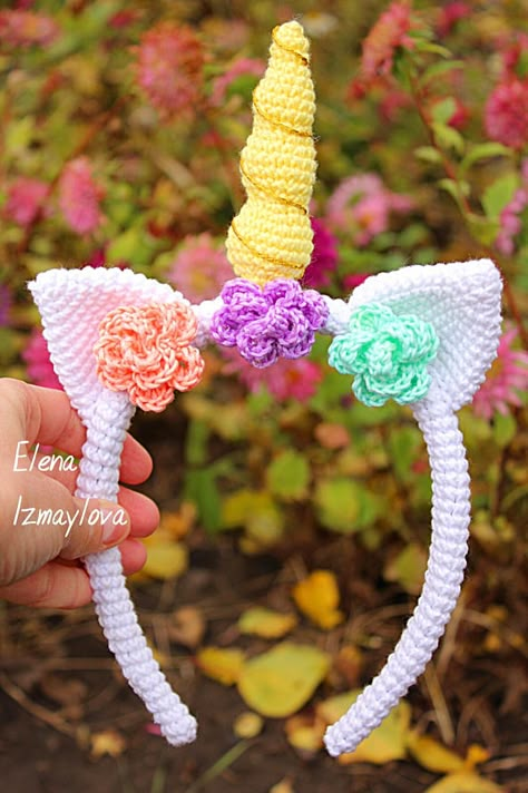 Headband Pattern Crochet, Crocheted Unicorn, Crochet Pour Halloween, Crochet Unicorn Pattern, Bandeau Au Crochet, Lovey Pattern, Confection Au Crochet, Crochet Easter, Easter Crochet Patterns