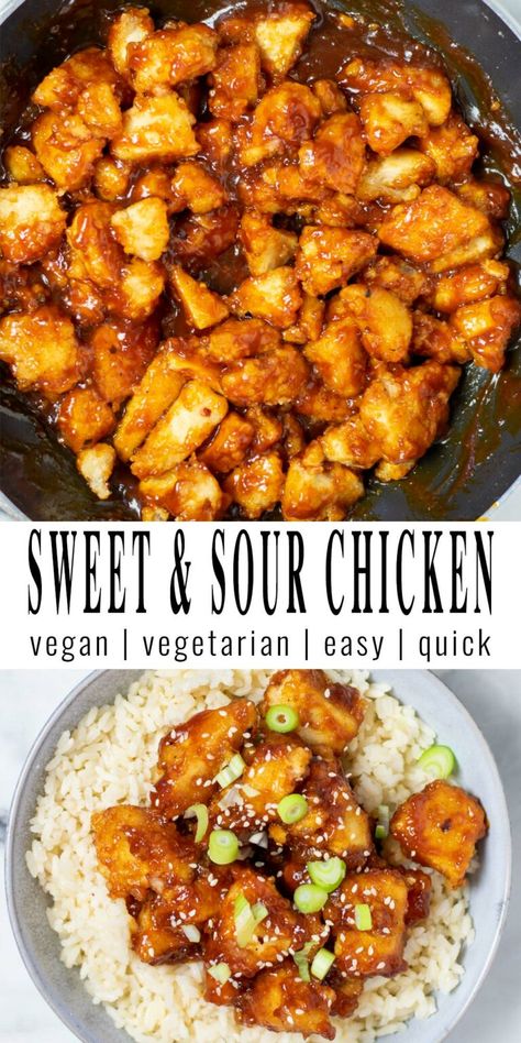 Sweet and Sour Chicken - Contentedness Cooking Vegan Sweet And Sour, Plant Based Chicken, Clean Eating Vegan, 30 Minute Meals Easy, Lactose Intolerance, Sweet And Sour Chicken, Eating Vegan, Sweet Sour Chicken, Light Meals